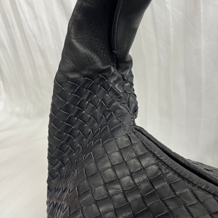 Bottega Veneta Belly Hobo Intrecciato Black Leather Maxi 50cm