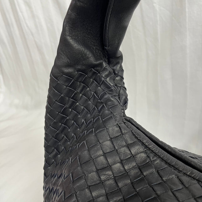 Bottega Veneta Belly Hobo Intrecciato Black Leather Maxi 50cm