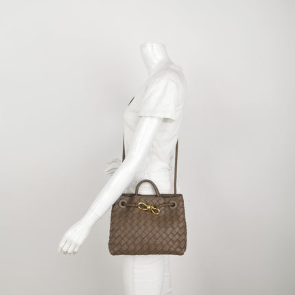 Bottega Veneta Small Andiamo Milk Chocolate Brown Intrecciato Handbag