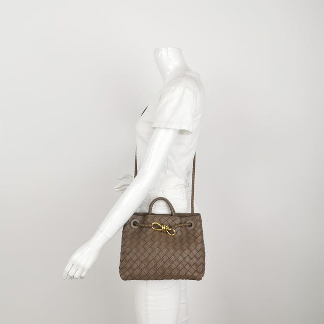 Bottega Veneta Small Andiamo Milk Chocolate Brown Intrecciato Handbag