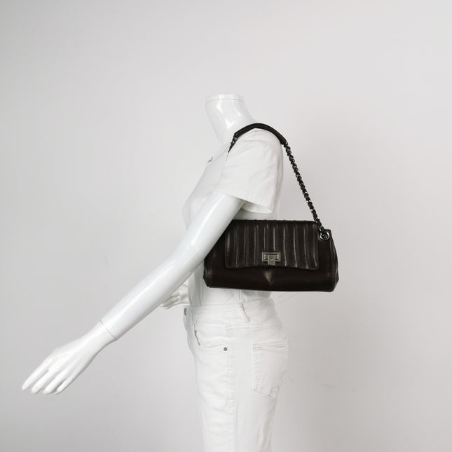 Chanel Vertical Quilted Small Accordion Flap Bag Dark Brown