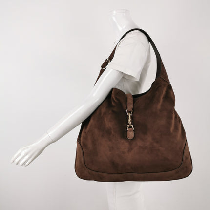 Gucci Jackie 1961 Large Dark Brown Suede Leather With Long Strap