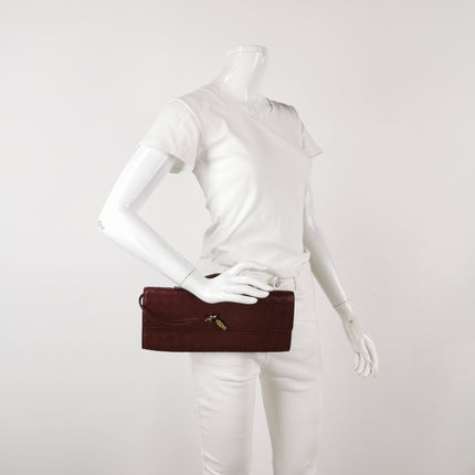 Bottega Veneta Andiamo Clutch Small Burgundy Handbag