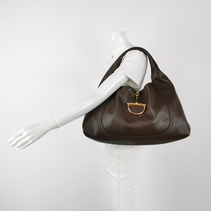 Gucci Softbit Maxi Shoulder Bag Dark Brown Calfskin Leather