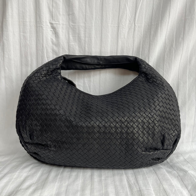 Bottega Veneta Belly Hobo Intrecciato Black Leather Maxi 50cm