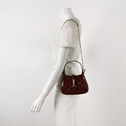 Gucci Jackie 1961 Mini Burgundy Velvet with Crystals Bag