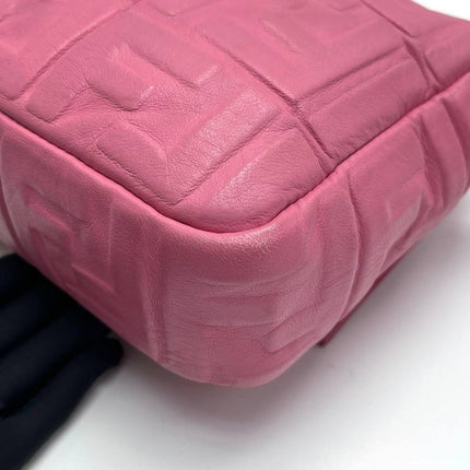 Fendi Baguette Large Pink Leather 3D FF Motif Crossbody Bag