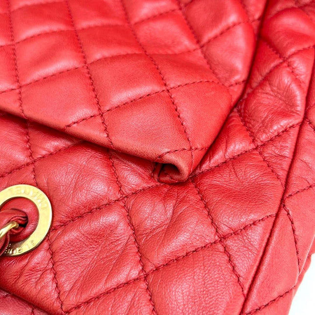 Chanel Shopping Tote Red Lambskin Leather Gold Hardware 2013-14