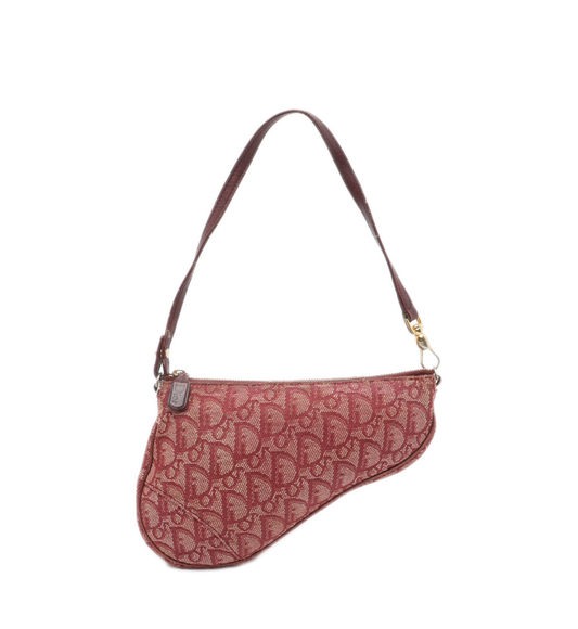 Dior Trotter Mini Saddle bag Burgundy Red Oblique-Luxbags