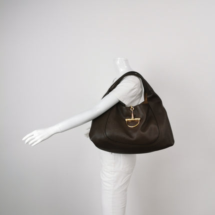 Sac à bandoulière Gucci Softbit Maxi en cuir de veau marron foncé