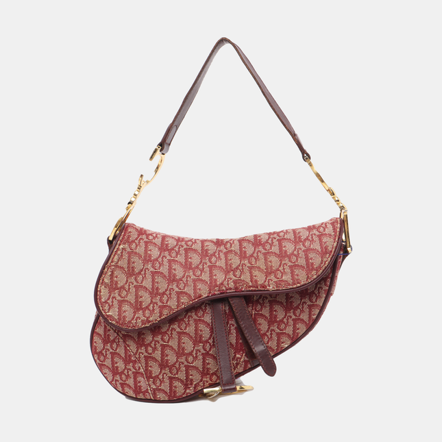 Dior Saddle Vintage Red Burgundy Oblique-Luxbags