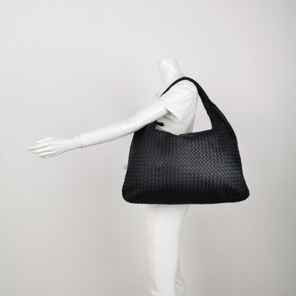 Bottega Veneta Veneta Sac Hobo Maxi en Cuir Noir 52-54cm