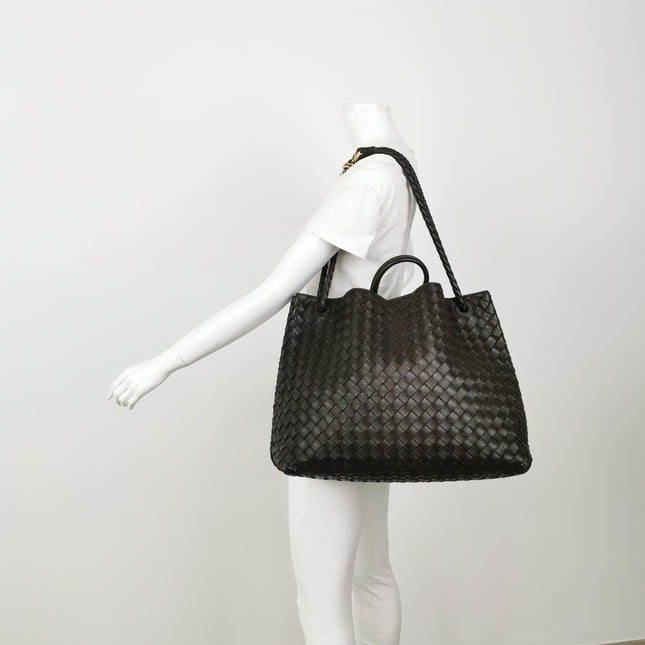 Bottega Veneta Andiamo Large Dark Chocolate Brown Handbag
