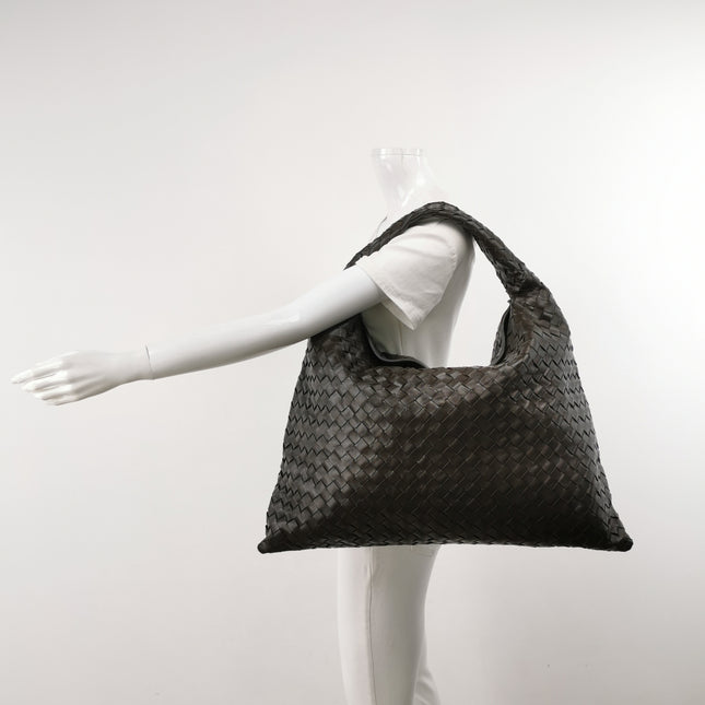 Bottega Veneta Hop Large Leather Fondant Chocolate Brown Hobo Bag