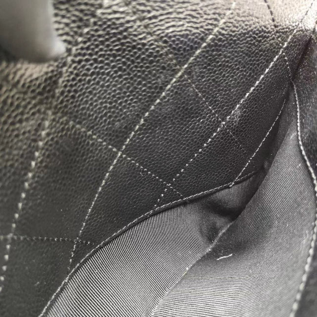 Chanel Single Flap Black Caviar Leather Vintage 24k Gold