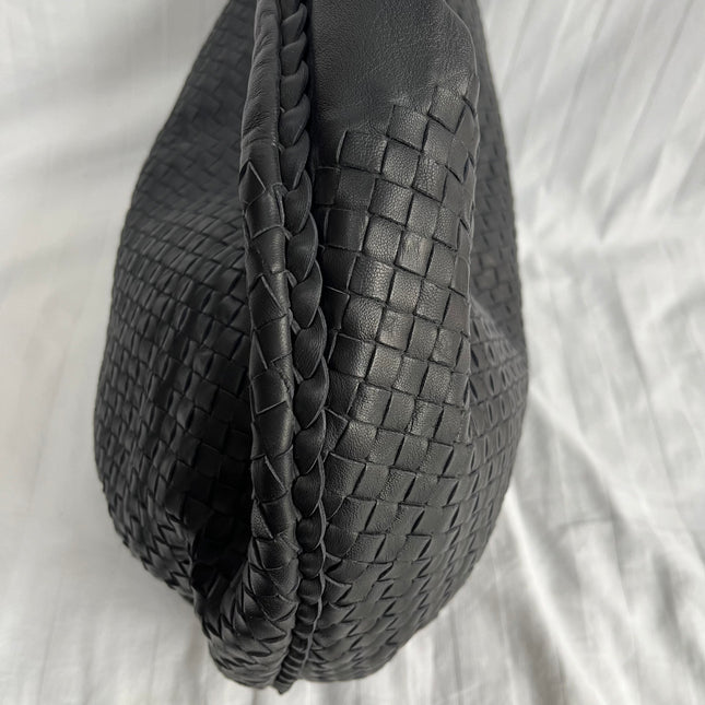 Bottega Veneta Belly Hobo Intrecciato Black Leather Maxi 50cm