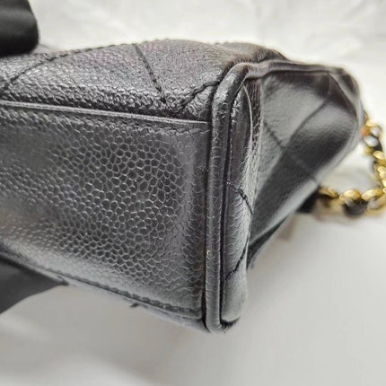 Chanel Single Flap Black Caviar Leather Vintage 24k Gold