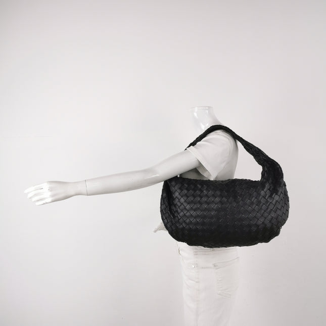 Bottega Veneta Jodie Small Black Lambskin Leather Silver Hardware