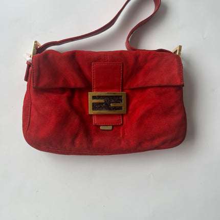 Sac bandoulière FENDI Baguette en velours monogramme FF doré