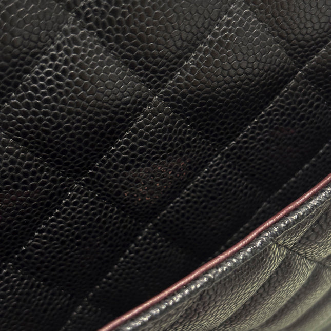 Chanel Classic Flap Maxi Black Caviar Leather Double Flap Sliver Hardware