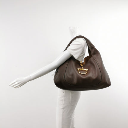 Gucci Softbit Maxi Shoulder Bag Dark Brown Calfskin Leather