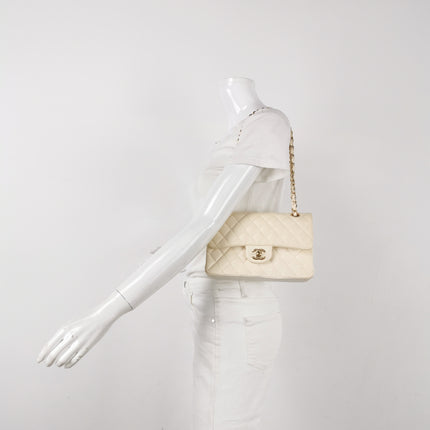 Chanel Classic Flap Small Bag White Lambskin Gold Hardware 2021