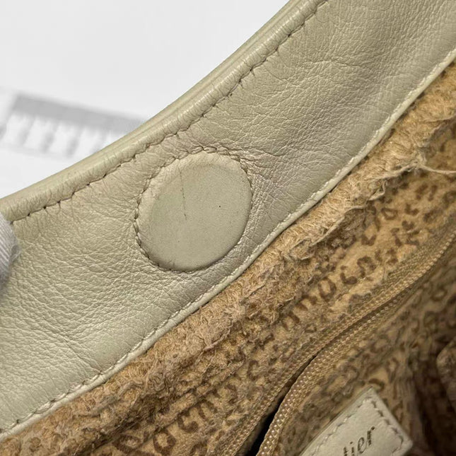 Cartier Panthere Hobo Shoulder Bag Cream White Leather Gold Hardware