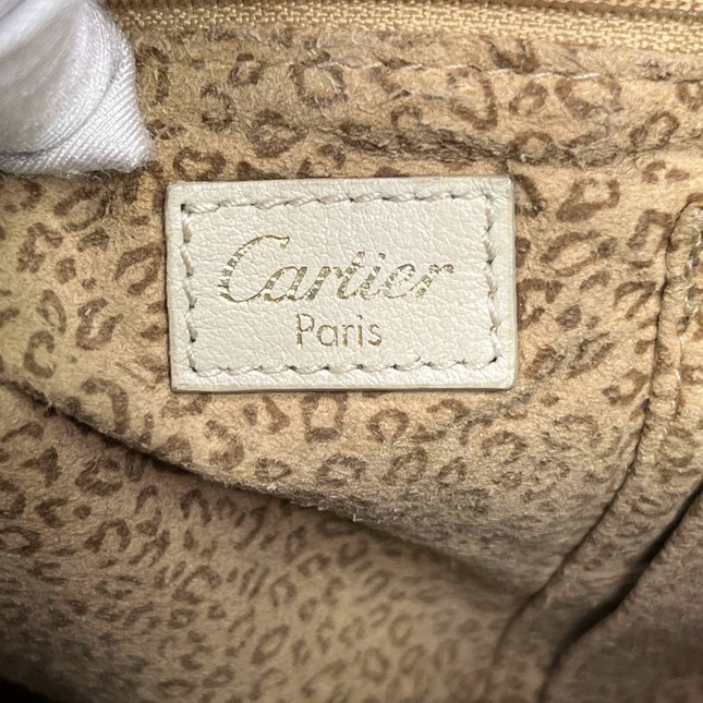 Cartier Panthere Hobo Shoulder Bag Cream White Leather Gold Hardware