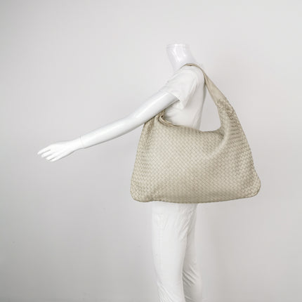 Bottega Veneta Veneta Hobo Maxi Beige Intrecciato Leather Bag 51cm