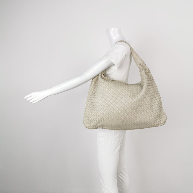 Bottega Veneta Veneta Hobo Maxi Beige Intrecciato Leather Bag 51cm