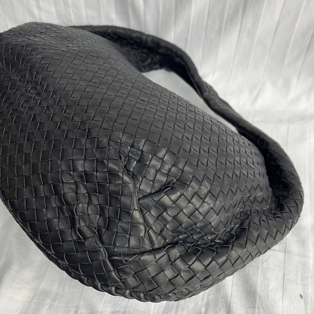 Bottega Veneta Belly Hobo Intrecciato Black Leather Maxi 50cm