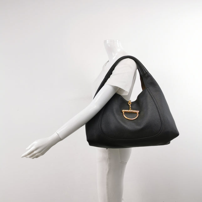 Gucci Softbit Maxi Shoulder Bag Black Calfskin Leather