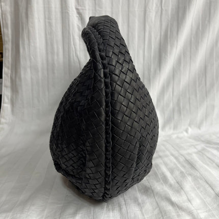 Bottega Veneta Belly Hobo Intrecciato Black Leather Maxi 50cm
