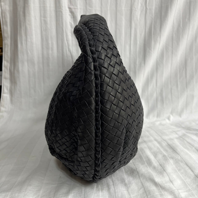 Bottega Veneta Belly Hobo Intrecciato Black Leather Maxi 50cm