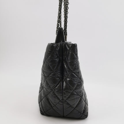 Chanel 2.55 Black Shiny Calfskin leather Tote Bag