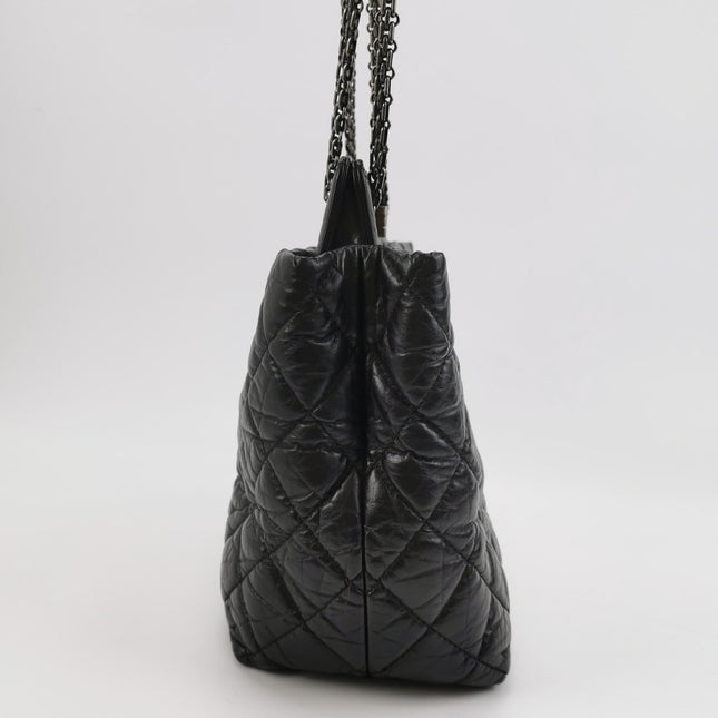 Chanel 2.55 Black Shiny Calfskin leather Tote Bag