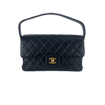 Sac à main Chanel Jumbo Double Sided Classic Flap en cuir d'agneau noir avec garnitures en or 24 carats