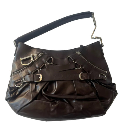 Sac à main Dior Corset en cuir noir et dentelle, avec ferrures argentées