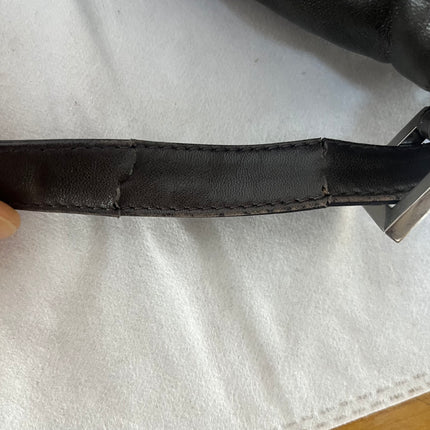 Fendi Mamma Baguette Chocolate Brown Lambskin Leather Silver Hardware