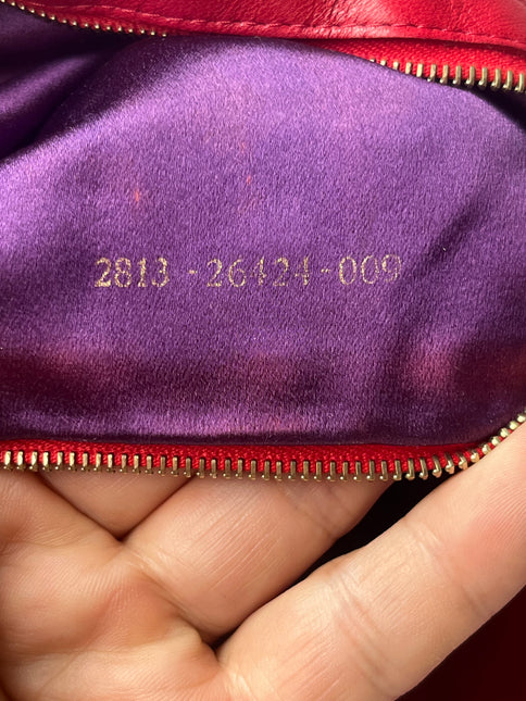 Fendi Baguette Red Suede Purple Starry Buckle Shoulder Bag