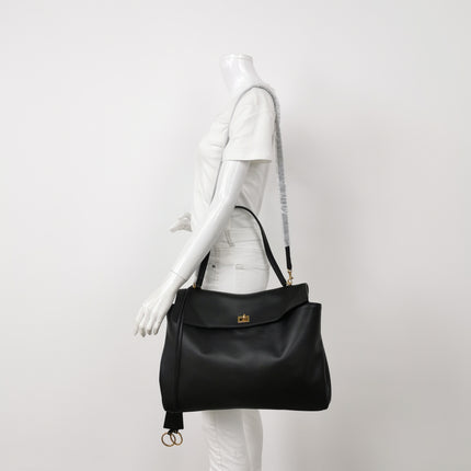 Balenciaga Rodeo Large Black Calfskin Leather Two Way Bag