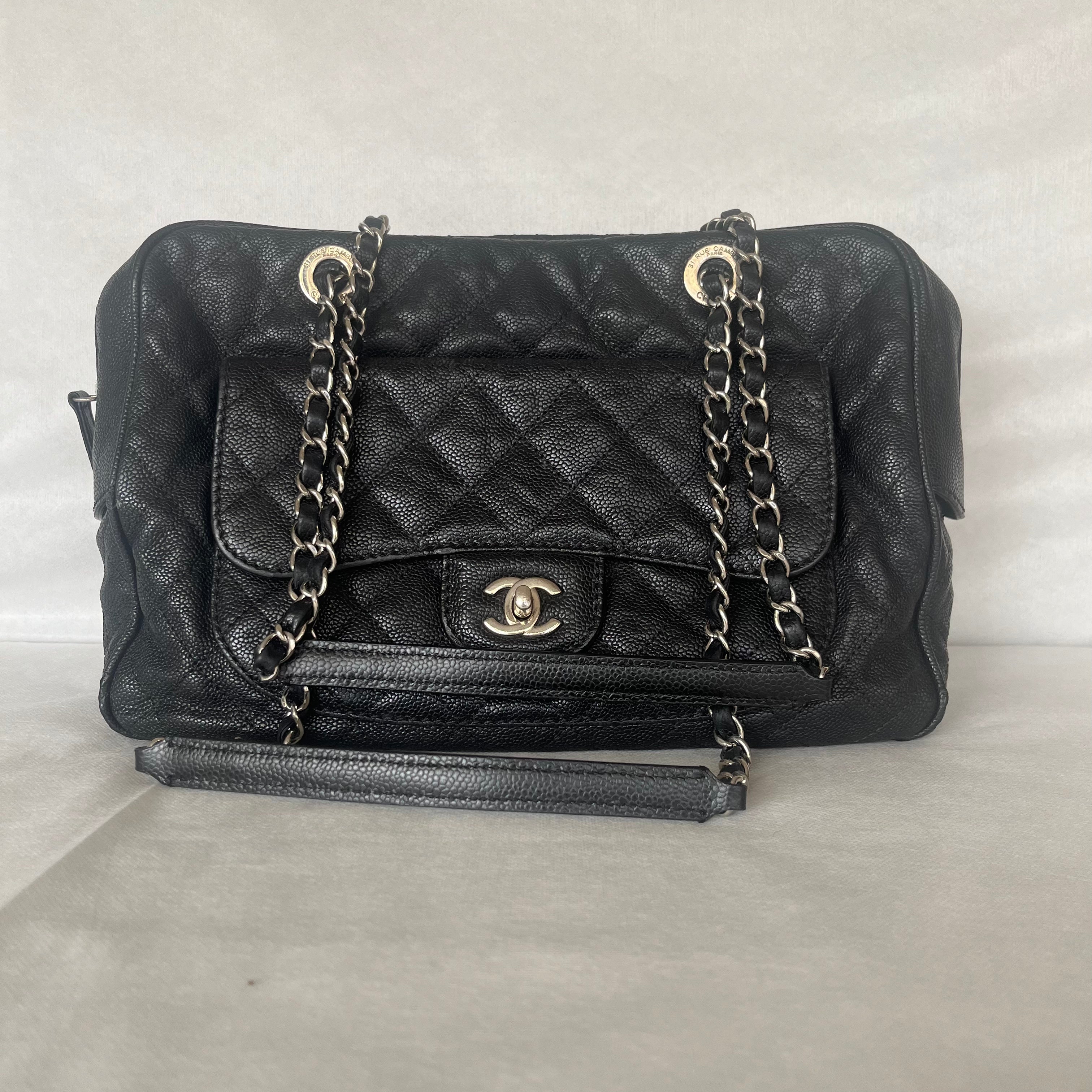 Chanel Paradoxal Camera Bag Black Caviar Leather Double Chain