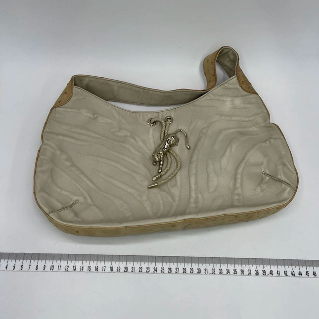 Cartier Panthere Hobo Shoulder Bag Cream White Leather Gold Hardware