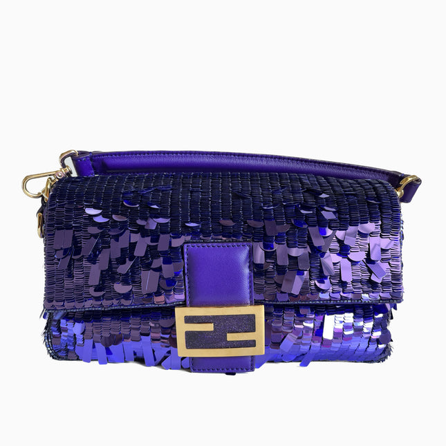 Fendi Baguette Purple Glitter Sequins Sex and City-Luxbags