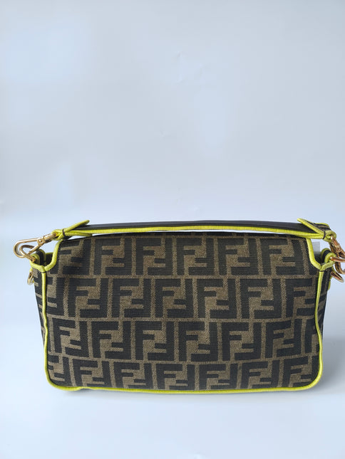 Sold FENDI Baguette Zucca Print canvas with Neon trimming