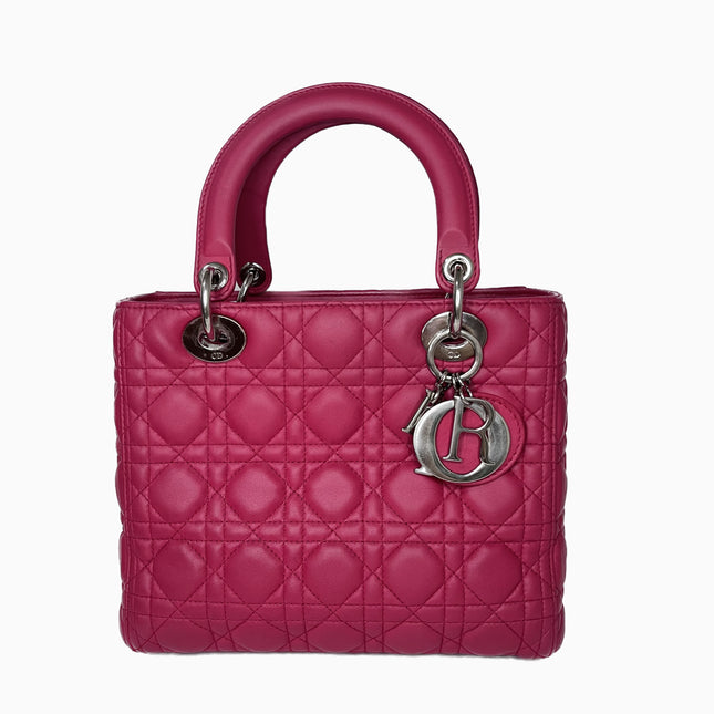 Sold Lady Dior Bag Medium Hot Pink Fuchsia Cannage Leather