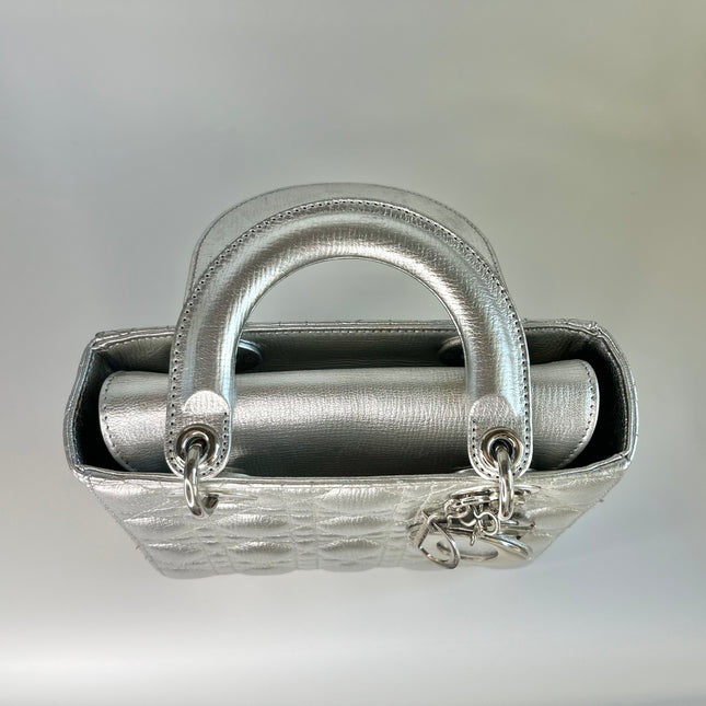 Sold  Lady Dior ABCdior Small Silver Cannage Lambskin Handbag