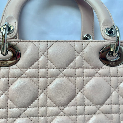 Sold Lady Dior Pink Cannage Leather Medium