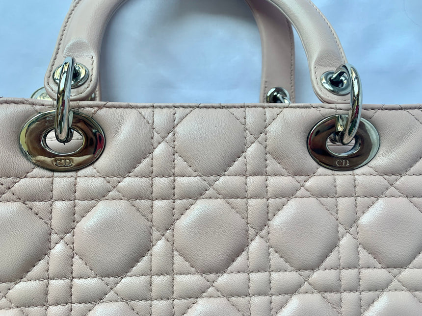 Sold Lady Dior Pink Cannage Leather Medium