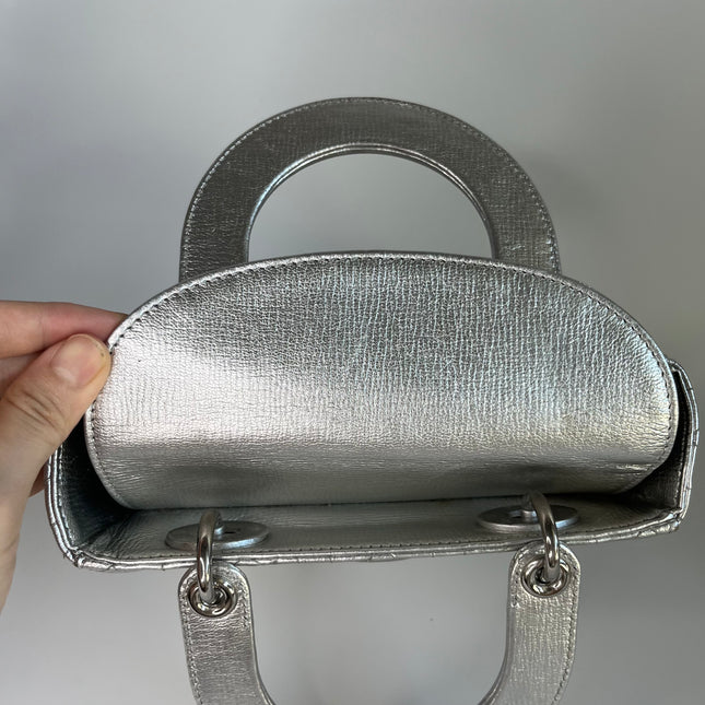 Sold  Lady Dior ABCdior Small Silver Cannage Lambskin Handbag